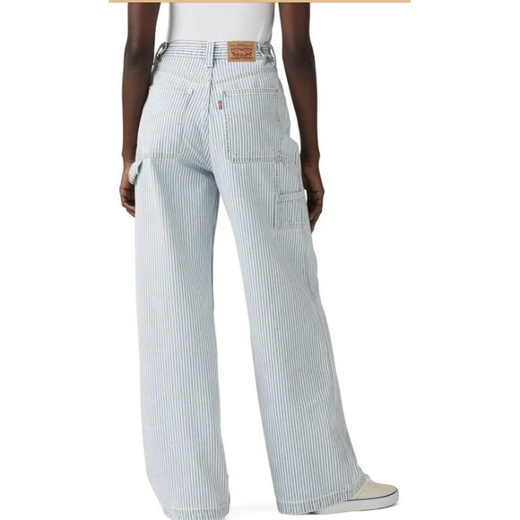 Levi’s Cinch Baggy Carpenter Jeans Striped Denim Size 25 EUC - Picture 2 of 7